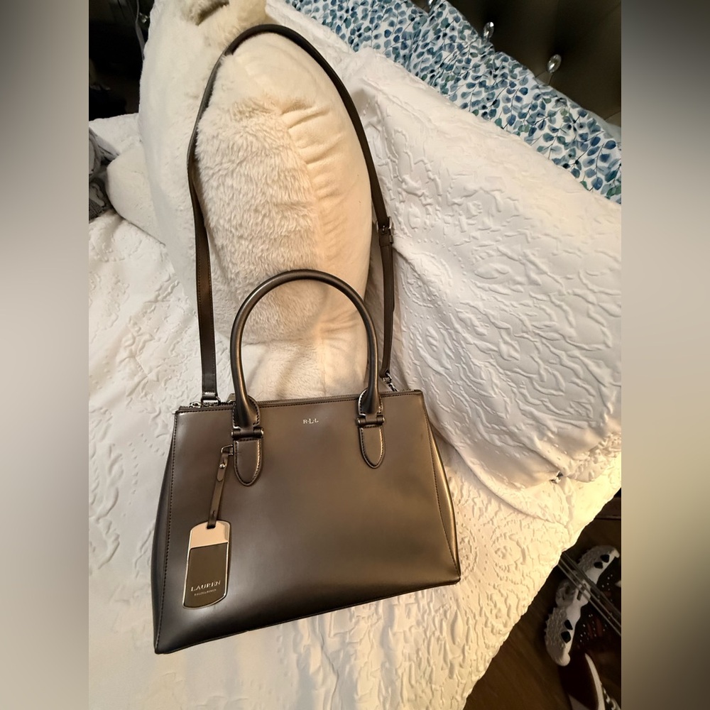 Ralph Lauren Women's Silver Leather Satchel
